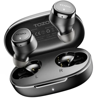 Abbildung von TOZO E1 Kopfhörer kabellos Bluetooth 5,3 Kopfhörer, In Ear mit APP,30 Std Premium Sound,IPX6 Wasserdicht,2 ENC Mikrofone klare Anrufe Noise Cancelling Schwarz