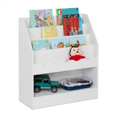 Abbildung von Relaxdays Bücherregal Kinder, HxBxT: 80 x 70 30 cm, 5 offene Fächer für Bücher, Kinderbücherregal, Kinderregal, weiß
