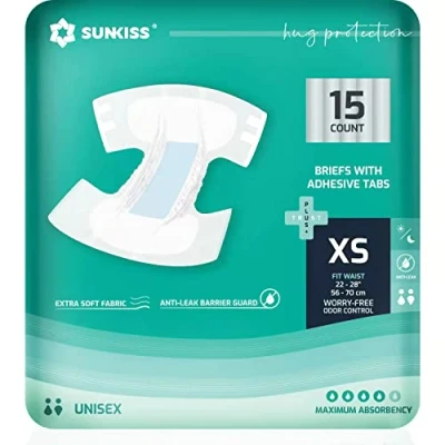 Abbildung von SUNKISS TrustPlus Inkontinenz Windeln für Erwachsene, Saugfähige Einweg Unterwäsche Männer und Frauen mit Tabs, Unisex, Größe XS, 60 Stück