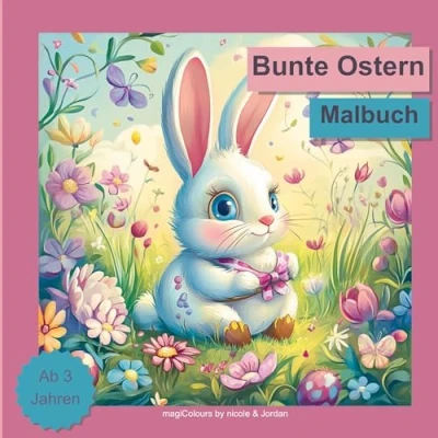 Abbildung von Bunte Ostern Malbuch für Kinder: 36 zauberhafte Ostermotive zum Ausmalen mit Osterhasen, Eiern, Küken, Lämmern und Frühlingsszenen kreative Kinder ab 3 Jahren