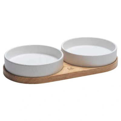 Abbildung von Designed By Lotte Napf Set Hunde Dinnerset Lojs aus Keramik weiß