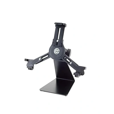 Abbildung von K&amp;M 19792 Tablet PC Tischstativ Schwarz, Stahl hochwertige Schreibtisch Halterung für gängige Marken und Größen