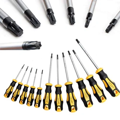 Abbildung von CCLIFE Schraubendreher Torx Set TX magnetisch T6 T40, 11 Stück Ohne Bohrung