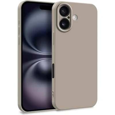 Abbildung von MyGadget Hülle für iPhone 16 Zweilagige Handyhülle mit Kameraschutz Cover Innenfutter &amp; Silikon außen Dunkelgrau