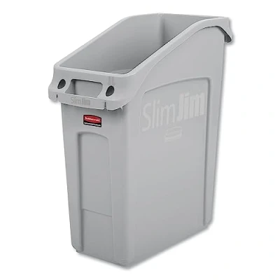 Abbildung von Rubbermaid Commercial Products 2026695 Slim Jim Abfalleimer mit Belüftungskanälen, 13 Gallonen, Grau