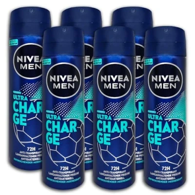 Abbildung von NIVEA MEN Deo Spray, Anti Transpirant mit belebendem Meeresduft, zuverlässiges Deodorant 72h Schutz und 0% Ethylalkohol, Ultra Charge Limited Football Edition (150 ml)