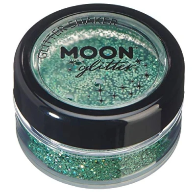 Abbildung von Holographische Glitzer Shaker von Moon Glitter 100% kosmetischer für Gesicht, Körper, Nägel, Haare und Lippen 5gr Grün