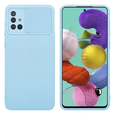 Abbildung von Cadorabo Hülle kompatibel mit Samsung Galaxy A51 4G M40s Schutzhülle TPU Silikon Case Liquid Design Kameraschutz Slim Kratzfest Gummi Rundumschutz für in Blau