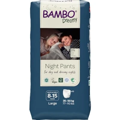 Abbildung von Bambo Dreamy Windelhöschen für die Nacht, Größe Large, (3550 kg), 10er Packung Pull Up Windeln Kinder Ultra saugfähige Night Pants bei nächtlichem Einnässen