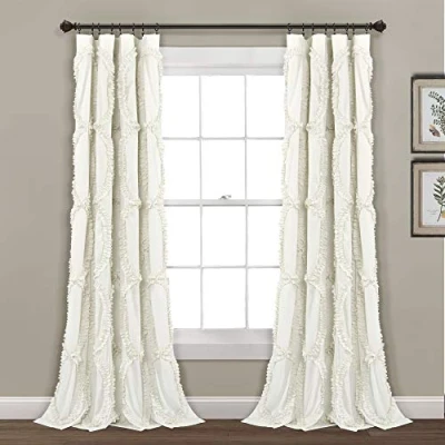 Abbildung von Lush Decor Avon Fenstervorhang, elfenbeinfarben, für Wohnzimmer, Esszimmer, Schlafzimmer (Einzel), 137 x 213 cm, elfenbeinfarben