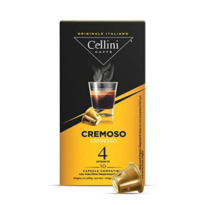 Abbildung von Kaffee Cellini Nespresso Kompatible Kapseln Cremig 100 Stück Kaffeekapseln mit süßen und fruchtigen Noten