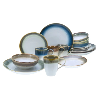 Abbildung von CreaTable Kombiservice &quot;Geschirr Set Cascade&quot;, (Set, 16 tlg., Kaffeeservice und Tafelservice im Set, für 4 Personen), Service, Nostalgische Spezialglasuren, Teile, Personen