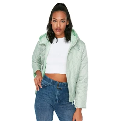 Abbildung von Trendyol Damen Women&#039;s Regular Basic Plain Woven Winter Jacket Coat, Mint, S EU