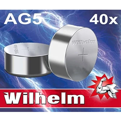 Abbildung von 40 AG5 Wilhelm Knopfzellen Knopfbatterien Uhrenbatterien LR754, LR48, 193, 393 1,5V