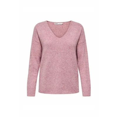 Abbildung von ONLY Damen Strickpullover V Ausschnitt Sweater Onlrica Life L/S Neck Pullo KNT Noos 15224360 ,Heather Rose ,S