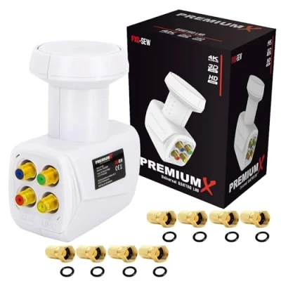 Abbildung von Premium X Quattro LNB weiß SAT Mehr Teilnehmer für Multischalterbetrieb Satellit TV Signalumsetzer DVB S2 HD 4K 8X F Stecker