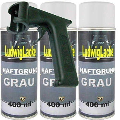 Abbildung von Grundierung 3 Spraydose Haftgrund GRAU je 400ml mit Haltegriff Autolack