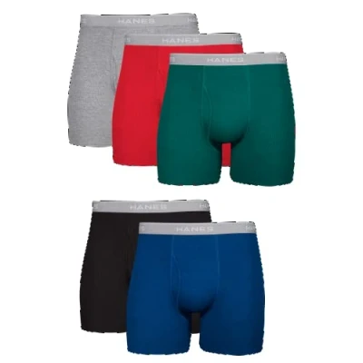 Abbildung von Hanes Herren Boxershorts, Cool Dri Feuchtigkeitsableitende Unterwäsche, Baumwolle, kein Hochrutschen, Multipacks erhältlich Retroshorts, 5 Stück farbig Sortiert, X Large (5er Pack)