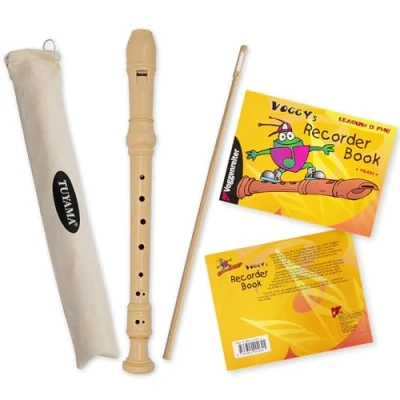 Abbildung von Starter Bundle: Tuyama TFS 08D Spranblockflöte Deutsches Griffsystem + Voggy&#039;s Sopran Blockflöte (Recorder book) Lehrbuch (Englischer Sprache) Ideal für Einsteiger