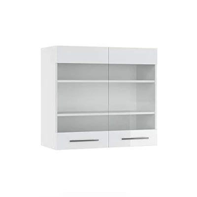 Abbildung von Vicco Glashängeschrank Fame Line, Weiß Hochglanz/Weiß, 80 cm