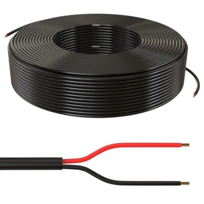 Abbildung von Lumonic 2x 0,34mm² LED Steuerleitung schwarz 200m I ummanteltes 2 adriges Kabel flexibel Geschirmtes Steuerkabel, LiYY Verlängerung, Stromkabel