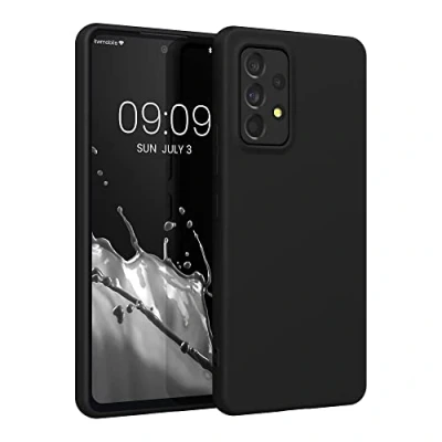Abbildung von kwmobile Hülle kompatibel mit Samsung Galaxy A53 5G gummierte TPU Silikon Handyhülle Schutzhülle für kabelloses Laden Case in Schwarz