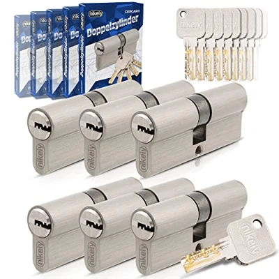 Abbildung von GERCAR Pro Gleichschließend 6x Schließzylinder 30/40 Set 6 Profilzylinder inkl. 30 Schlüssel 70 mm Türschloss Zylinderschloss 6er Zylinder Länge: 70mm, A:30 B:40 Schließsystem