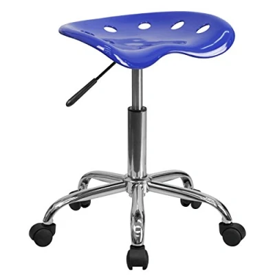 Abbildung von Flash Furniture Vibrant nautische Blaue Traktorsitz und Chrom Hocker