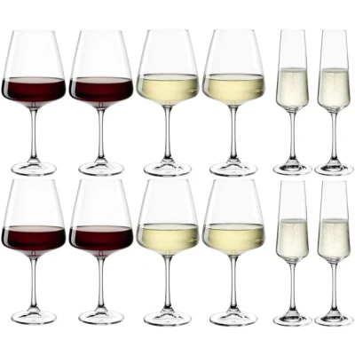 Abbildung von Weingläser Set (Rotweingläser + Weißweingläser Champagnergläser) Paladino 12 teilig