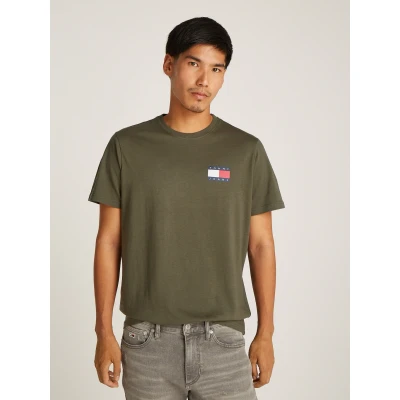 Abbildung von Tommy Jeans SLIM Essential FLAG TEE Tshirt basic, Herren, Größe: 50, Fatigue green