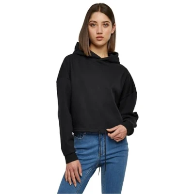 Abbildung von Urban Classics Cropped Kapuzenpullover, Damen, Größe: Small, Black