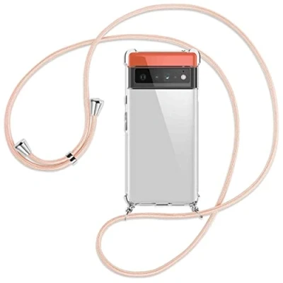 Abbildung von mtb more energy® Handykette kompatibel mit Google Pixel 6 Pro (6.67&#039;&#039;) Rose Peach Smartphone Hülle zum Umhängen Anti Shock Full TPU Case