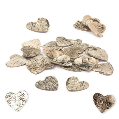Abbildung von Oblique Unique® 80 Stück Birkenherzen 5cm Herzen aus Birkenrinde Dekoherzen Tischdekoration Streu Hochzeit Holz Streuherzen