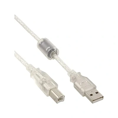 Abbildung von InLine USB 2.0 Kabel, A an B, transparent, mit Ferritkern, 3m