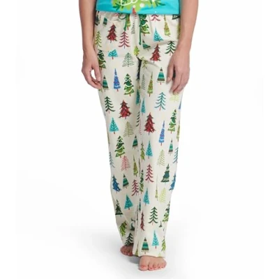 Abbildung von Little Blue House Damen Women&#039;s Jersey Pants Pyjama Bottoms Pyjamahose, Weihnachtsbäume, 36