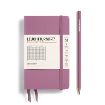 Abbildung von LEUCHTTURM1917 372356 Notizbuch Pocket A6, Hardcover Schreibbuch, 187 nummerierte Seiten, Dusty Rose, kariert