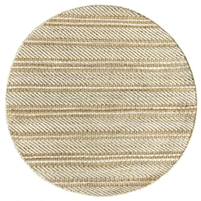 Abbildung von HAMID Woll und Jute Teppich Runden Olivia, Handgewebter für Wohnzimmer, Schlafzimmer, Natürliches Weiß, (100 x 100 cm)