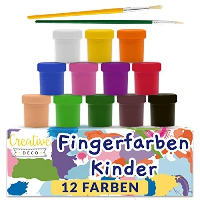 Abbildung von Creative Deco Fingerfarbe Fingerfarben Kinder Ungiftig Bastelfarben 20 ml x Becher, auf Wasserbasis