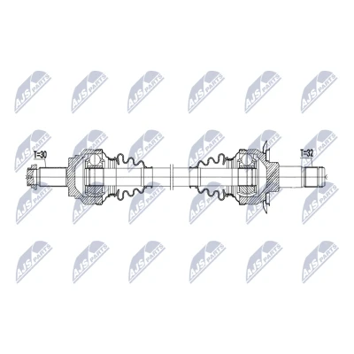 Abbildung von NTY NPW BM 231 Antriebswelle Hinterachse rechts 813mm BMW: 5 Touring, Limousine