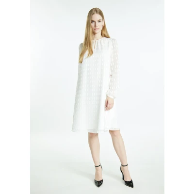 Abbildung von DREIMASTER Klassik Damen Midikleid mit Glitzer XL / Off White 100% Polyester