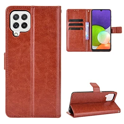 Abbildung von QiongniAN Hülle für Samsung Galaxy A22 4G Leder,Hülle SM A225F/DSN / A225M/DSN M225FV/DS Schutzhülle Case Cover Brown
