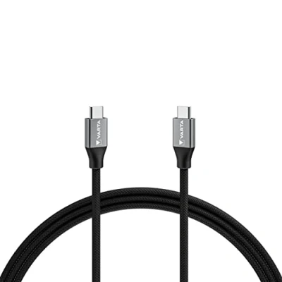 Abbildung von VARTA Kabel USB Typ C auf C, 2m, Speed Charge &amp; Sync, Ladekabel für Strom und Datenübertragung, 100 W, schwarz, Nylon