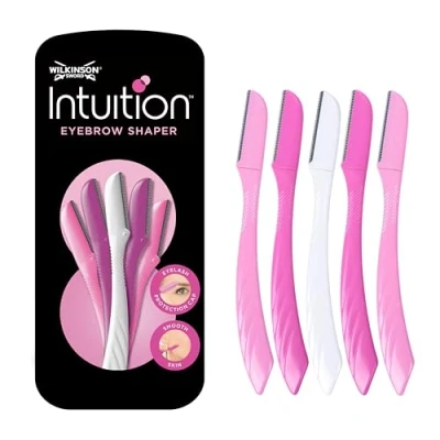 Abbildung von Wilkinson Sword Intuition Augenbrauenformer für Frauen, 5 Rasierer, Gesichtshaarentferner und trimmer, Peeling Dermaplaning Tool