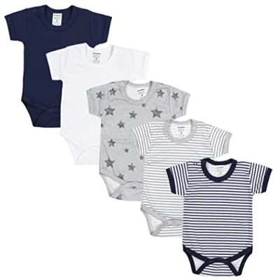 Abbildung von TupTam Jungen Baby Body Kurzarm in Unifarben 5er Pack, Farbe: Farbenmix 3, Größe: 104