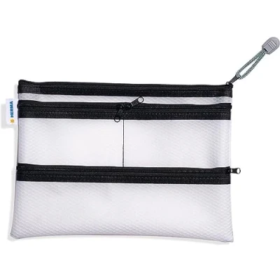 Abbildung von HERMA 20295 Universaltasche A5 mit Reißverschluss transparent schwarz, großer verschließbarer Handtaschen Organizer Zipper &amp; 4 separaten Taschen, Aufbewahrungstasche für Dokumente, Unterlagen