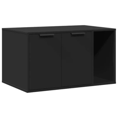 Abbildung von vidaXL Katzenklo Schrank, Katzenschrank Katzentoilette, Beistelltisch Katzenhaus, Katzenmöbel Verstecktes Design, Schwarz Holzwerkstoff