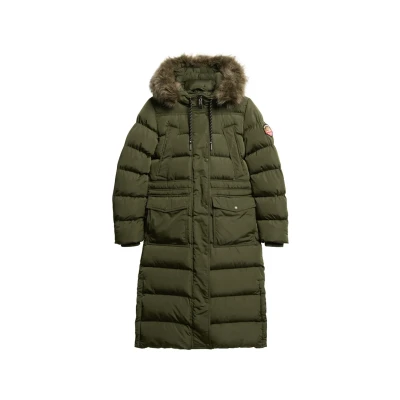 Abbildung von Superdry Everest FAUX FUR Daunenmantel, Damen, Größe: 42, Army khaki