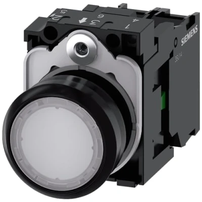 Abbildung von Siemens Drucktaster Frontring Kunststoff, Betätiger flach Weiß SIRIUS ACT 3SU1102 0AB60 1BA0 1 St. (3SU1102 1BA0)