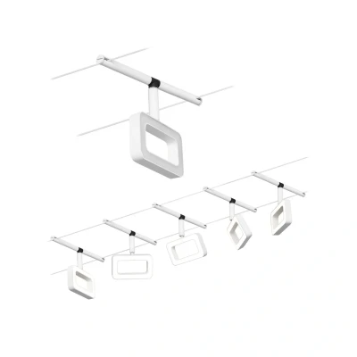 Abbildung von Paulmann 94483 LED Seilsytem Frame Basisset 5x400lm incl. 5x4,8 W Warmweiß Weiß matt, Chrom Kunststoff, Metall Beleuchtungssystem 3000 K