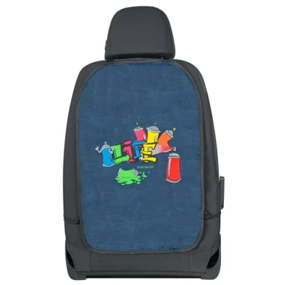 Abbildung von Walser Rückenlehnenschutz Auto, Rücksitzschoner Kinder Graffiti, Trittschutz schmutzabweisend, Autositzschoner Rückseite 62x40cm blau